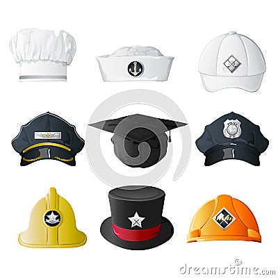 Different Profession Hats Stock Photo