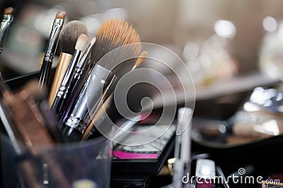 Different professional tool brushes for make up Stock Photo
