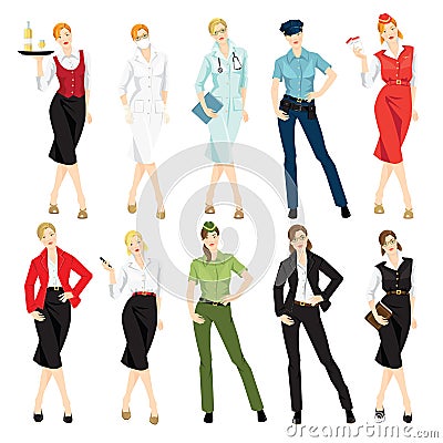 Different professional woman in formal clothes Vector Illustration