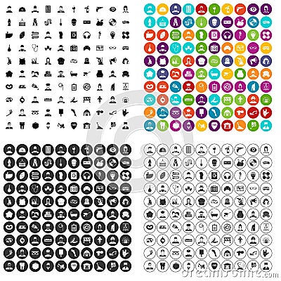 100 different professions icons set vector variant Vector Illustration