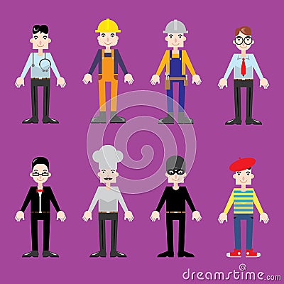 Different professions infographic Vector Illustration