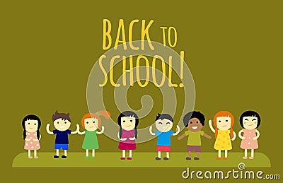 Different pupils kids back to school vector illustration. Vector Illustration