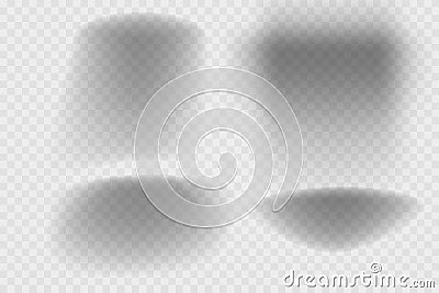 Different realistic round shadow, soft shapes on transparent background. Gray circular and ellipse shadows set. Vector Vector Illustration