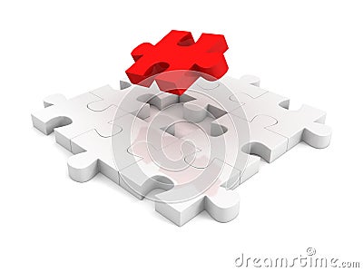 Different red piece of jigsaw puzzle structure Cartoon Illustration