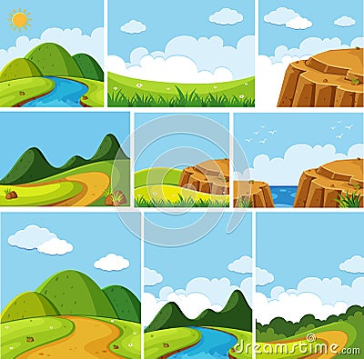 Different scenes of nature Vector Illustration