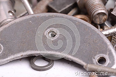 Different screws and other parts, close up Stock Photo