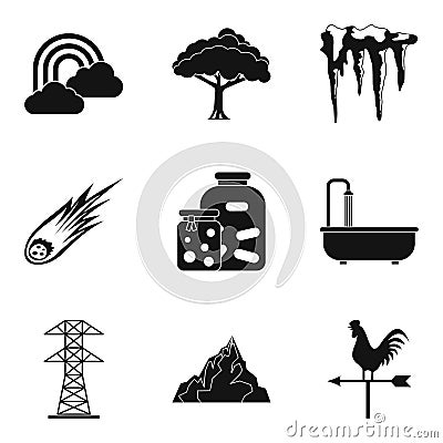 Different season time icon set, simple style Vector Illustration