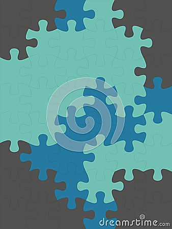 Different shades of blue color jigsaw puzzles designs on solid sheet of wallpaper Stock Photo