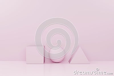 Different shape arranging in row on pink background. Unique, Think different Cartoon Illustration