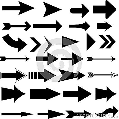 Arrow pointer set black isolated Vector Illustration