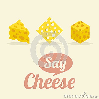 Different Shape of Cheeses Vector Illustration