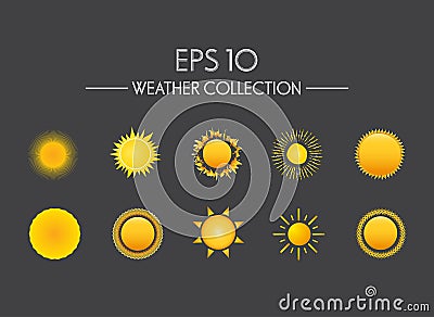 Different silhouettes of sun Vector Illustration