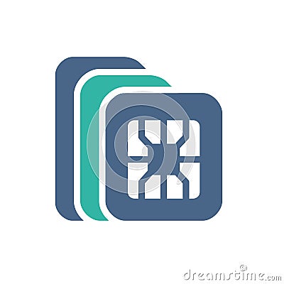 Different SIM card types flat icon. Normal, Micro, Nano - phone card symbol Vector Illustration