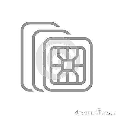 Different SIM card types line icon. Normal, Micro, Nano - phone card symbol Vector Illustration