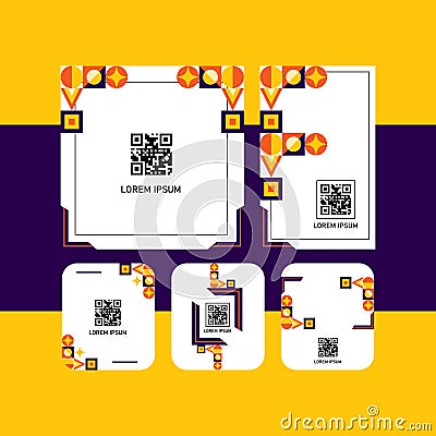 Different size abstract geometric qr code label collection design Vector Illustration