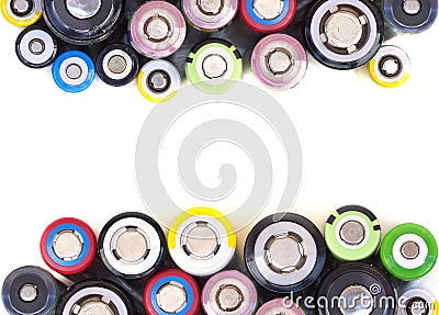 Different sizes of Lithium ion batteries Stock Photo