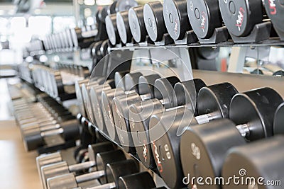 Dumbbell free weights at the gym Stock Photo