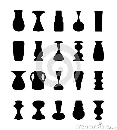 Different slyle of vases illustration isolated on white Vector Illustration