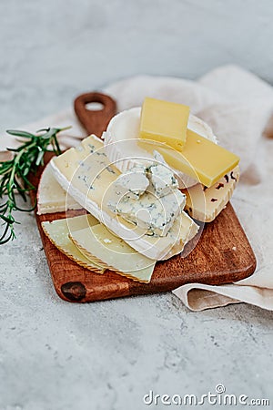 Different sorts of cheese, blue, brie, Stock Photo