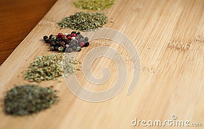 Different sorts of dried spices Stock Photo