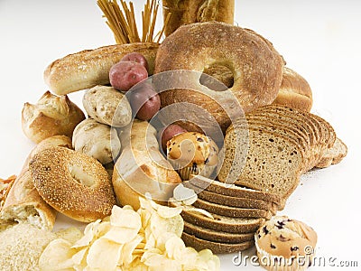 Different starchy foods Stock Photo