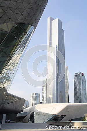 Different style buildings in the city Guangzhou Editorial Stock Photo