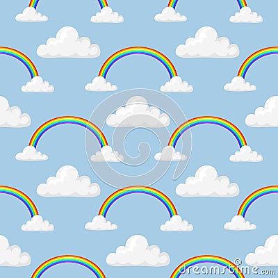 Different style rainbow color strips after rain optical sky effect vector seamless pattern. Vector Illustration