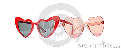 Different stylish heart shaped glasses on white Stock Photo