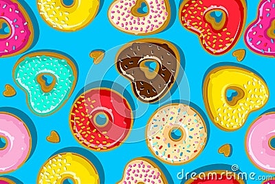 Different sweet donuts Vector Illustration