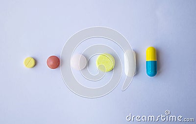 Different Tablets pills capsule heap mix therapy Stock Photo