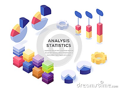 Analysis statistics isometric poster Vector Illustration