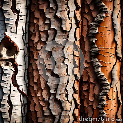 Different textured tree bark - ai generated image Stock Photo