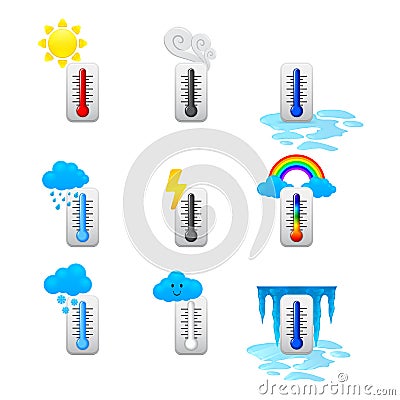Different thermometer icons set Stock Photo