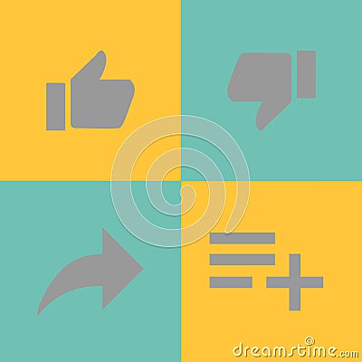 different thumbs up likes with arrow list Vector Illustration