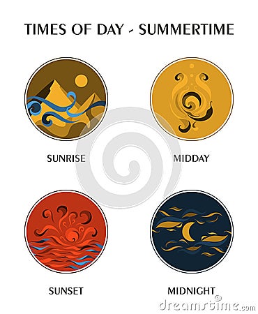 Different times of day vector icons Vector Illustration