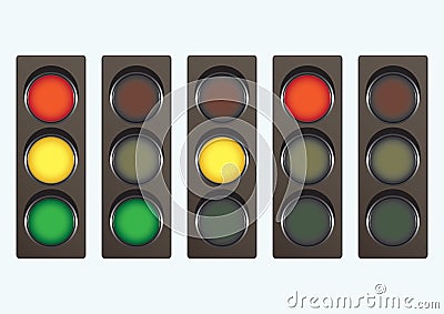 Different traffic light signals Vector Illustration