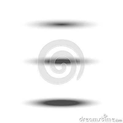 Different transparent black oval shadow set with soft edge isolated on white background. Vector divider element Vector Illustration