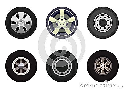 Different transport wheels Vector Illustration