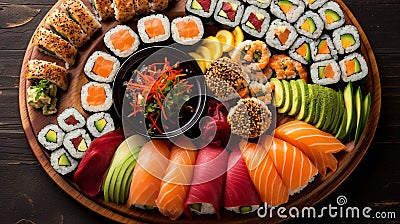 different type of sweet in wooden plates generated by AI tool Stock Photo