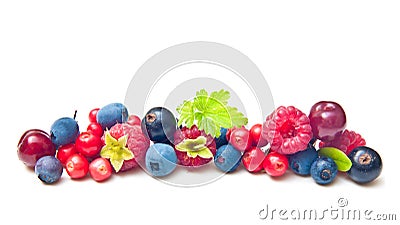 Different type of wild berry fruits Stock Photo