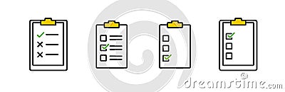 Different types of checklist icons symbolizing tasks and organization Vector Illustration