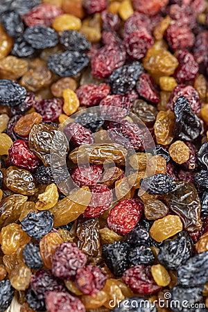 different types of dried berries on the kitchen table Stock Photo