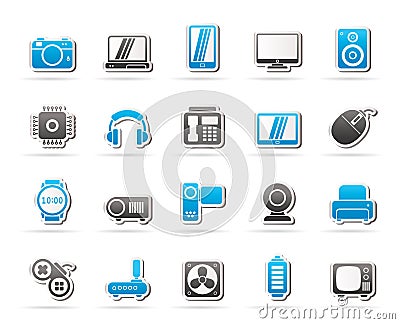Different types of electronics icons Vector Illustration