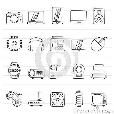 different types of electronics icons Vector Illustration