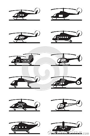 Different types of helicopters Vector Illustration