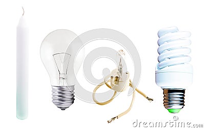 Different types of lamps and candle Stock Photo