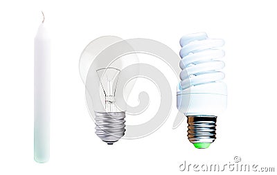 Different types of lamps and candle Stock Photo