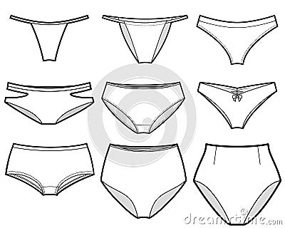 Different types of panties collection for women Vector Illustration