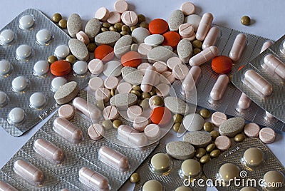 Different types of pills Stock Photo