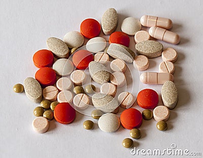 Different types of pills Stock Photo